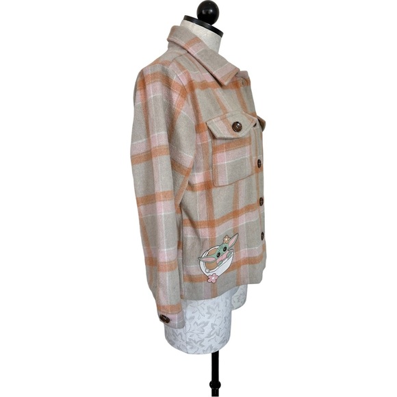 The Mandalorian Plaid Grogu Flannel Jacket / Shacket Button Down Size XL 14/16 - Picture 5 of 15